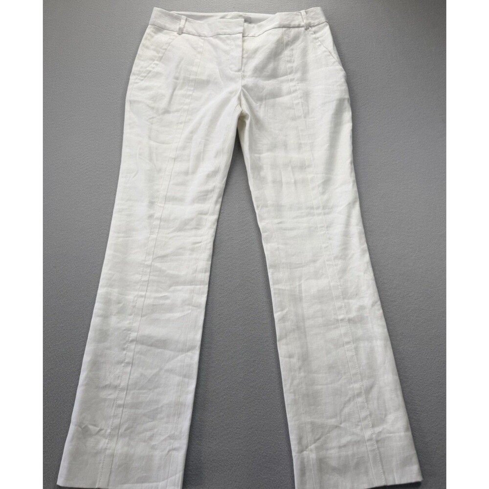 Diane Von Furstenberg Carissa Linen Blend White Bootcut Pants Women’s 8 NWT